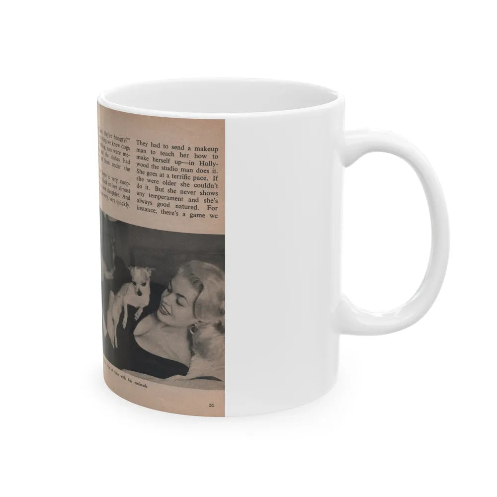 Jayne Mansfield #305 - JAYNE Pocket Magazine Pages 54 & 55 (Vintage Female Icon) White Coffee Mug-Go Mug Yourself