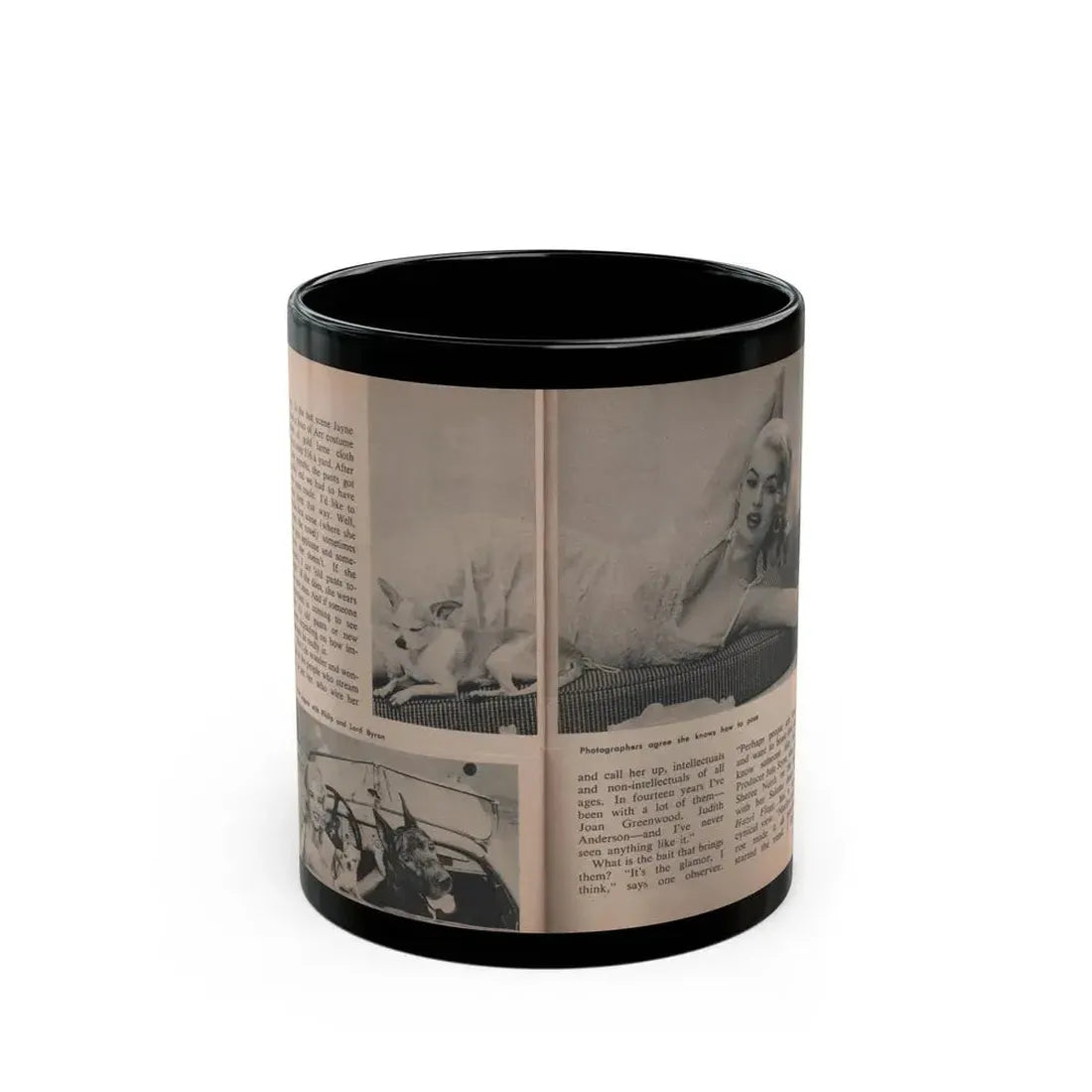 Jayne Mansfield #306 - JAYNE Pocket Magazine Pages 56 & 57 (Vintage Female Icon) Black Coffee Mug 11oz - Go Mug Yourself