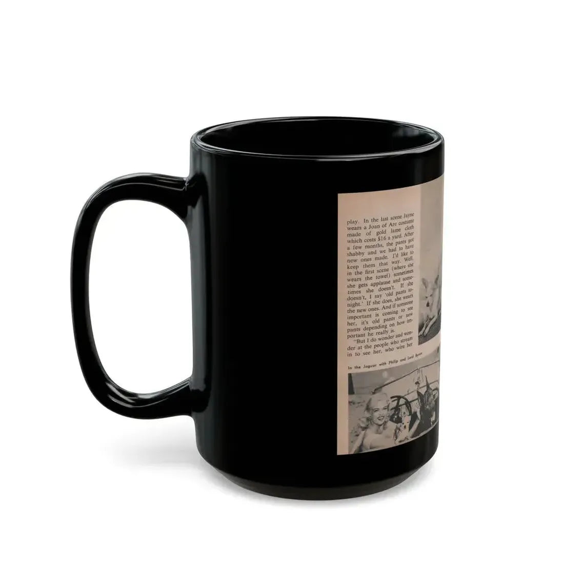 Jayne Mansfield #306 - JAYNE Pocket Magazine Pages 56 & 57 (Vintage Female Icon) Black Coffee Mug - Go Mug Yourself
