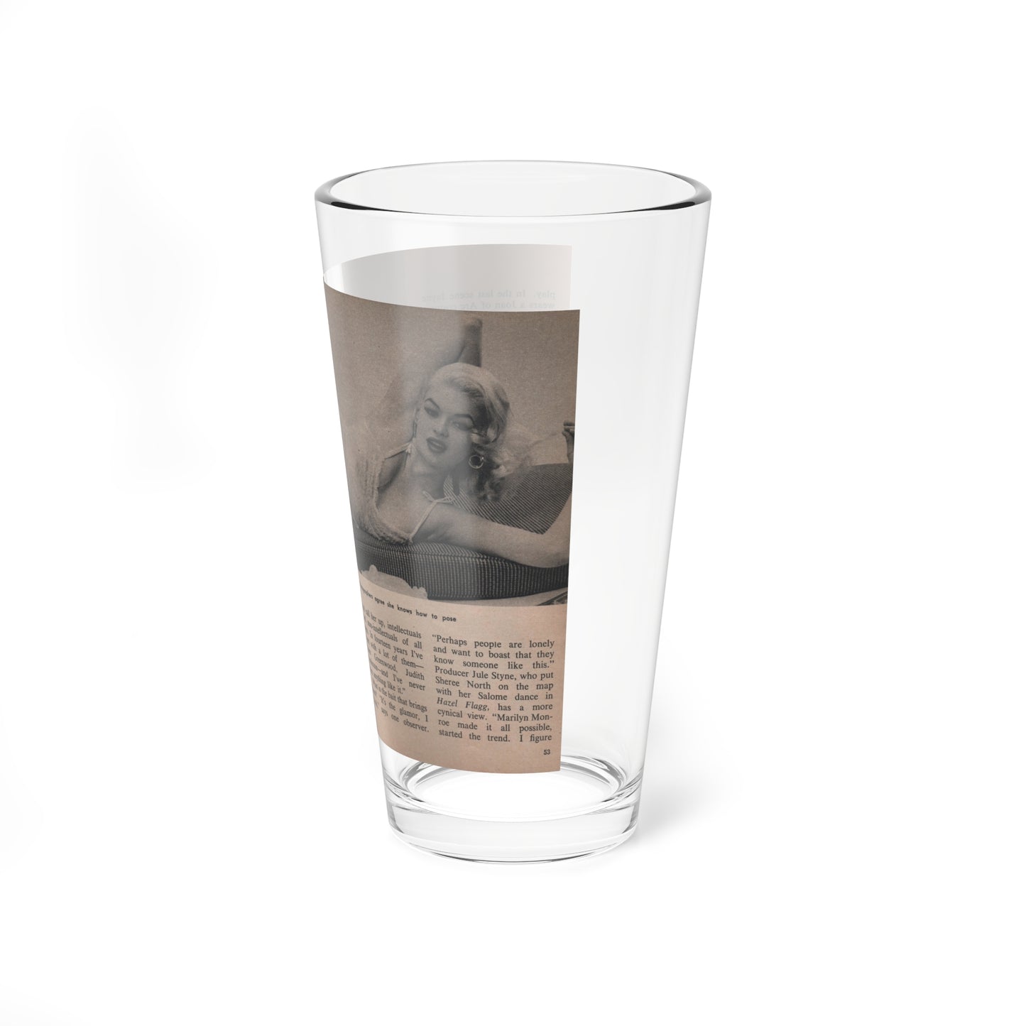 Jayne Mansfield #306 - JAYNE Pocket Magazine Pages 56 & 57 (Vintage Female Icon) Pint Glass 16oz-Go Mug Yourself