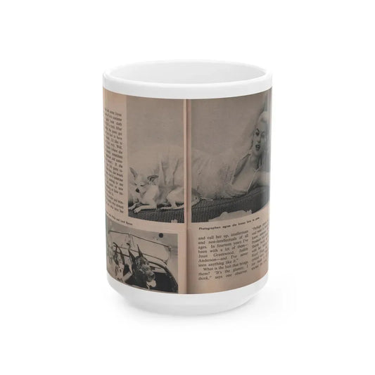 Jayne Mansfield #306 - JAYNE Pocket Magazine Pages 56 & 57 (Vintage Female Icon) White Coffee Mug 15oz - Go Mug Yourself