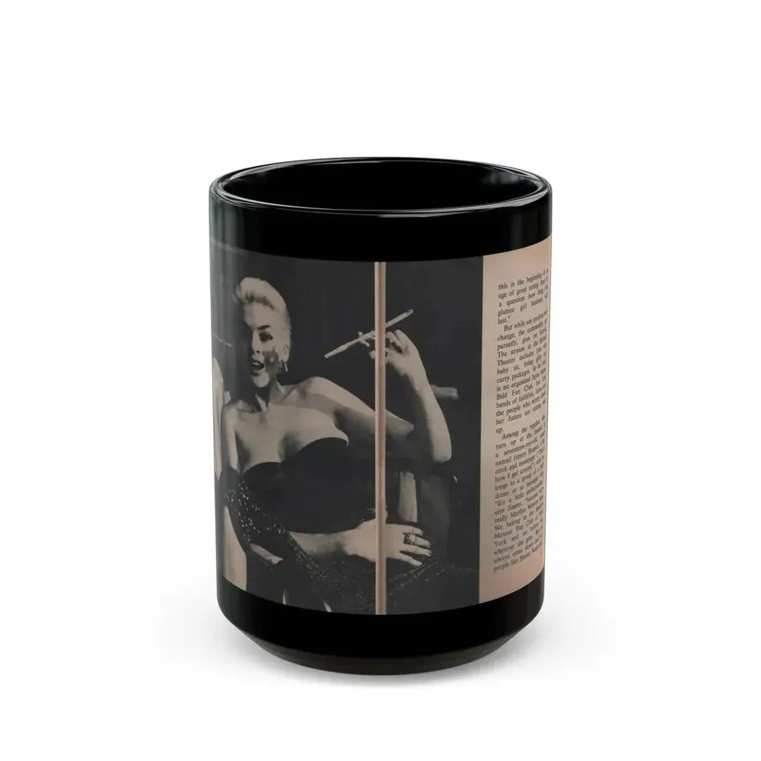 Jayne Mansfield #307 - JAYNE Pocket Magazine Pages 58 & 59 (Vintage Female Icon) Black Coffee Mug 15oz - Go Mug Yourself