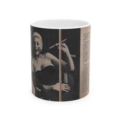 Jayne Mansfield #307 - JAYNE Pocket Magazine Pages 58 & 59 (Vintage Female Icon) White Coffee Mug 11oz - Go Mug Yourself
