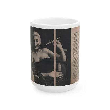 Jayne Mansfield #307 - JAYNE Pocket Magazine Pages 58 & 59 (Vintage Female Icon) White Coffee Mug 15oz - Go Mug Yourself