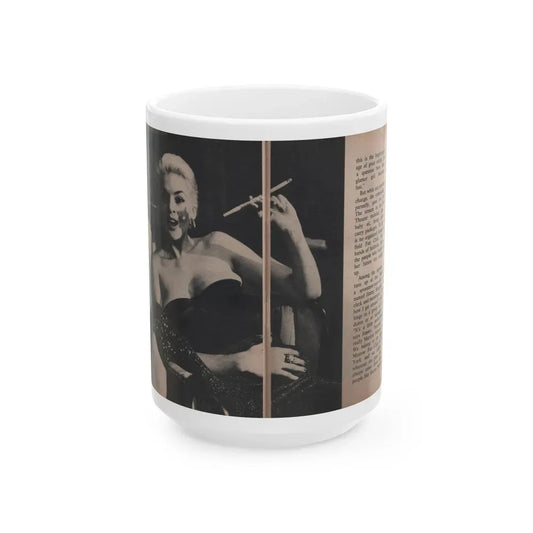 Jayne Mansfield #307 - JAYNE Pocket Magazine Pages 58 & 59 (Vintage Female Icon) White Coffee Mug 15oz - Go Mug Yourself