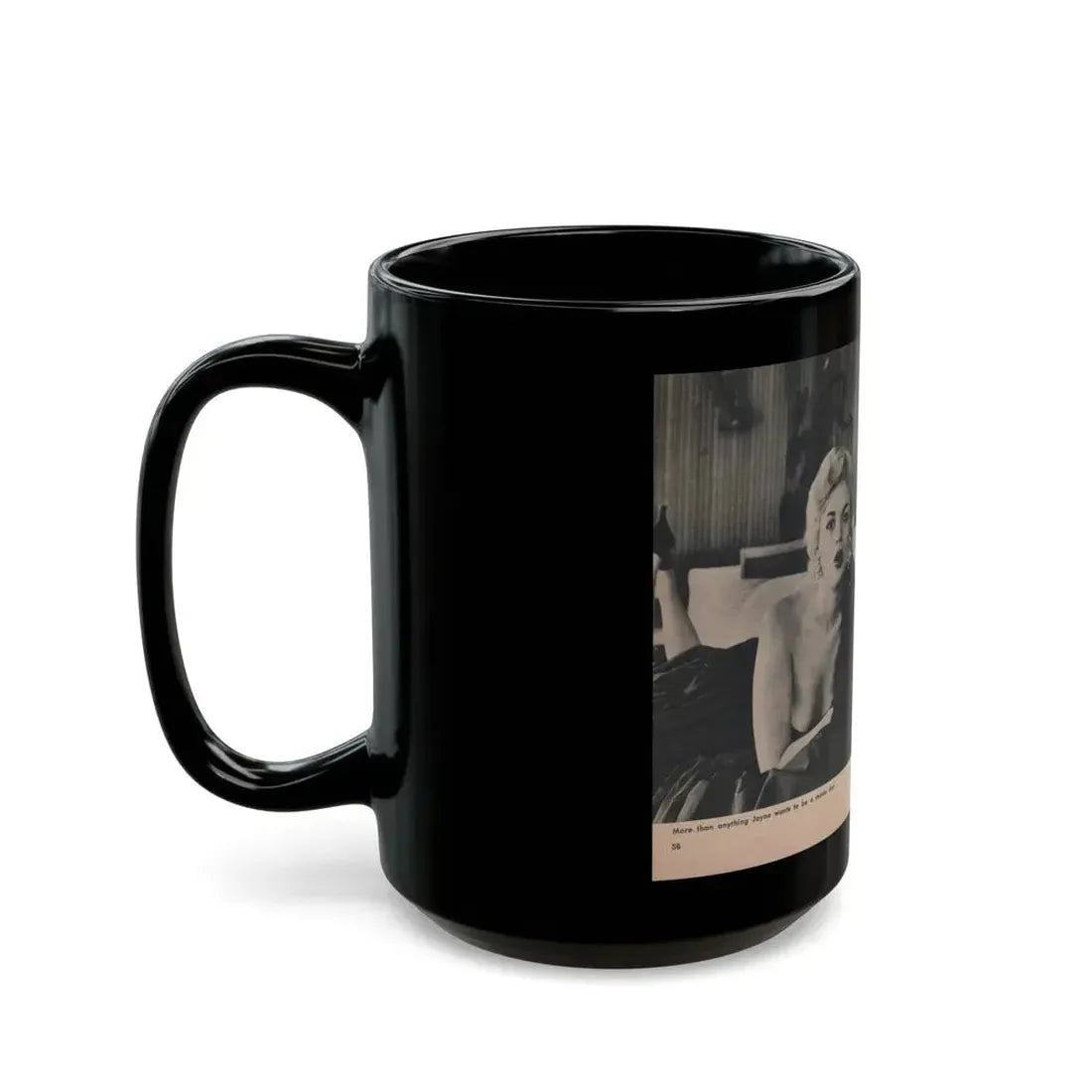 Jayne Mansfield #308 - JAYNE Pocket Magazine Pages 60 & 61 (Vintage Female Icon) Black Coffee Mug - Go Mug Yourself