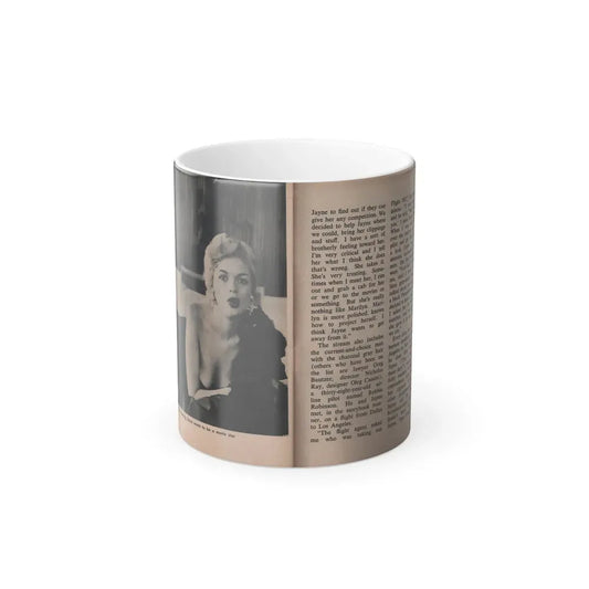 Jayne Mansfield #308 - JAYNE Pocket Magazine Pages 60 & 61 (Vintage Female Icon) Color Changing Coffee Mug 11oz - Go Mug Yourself