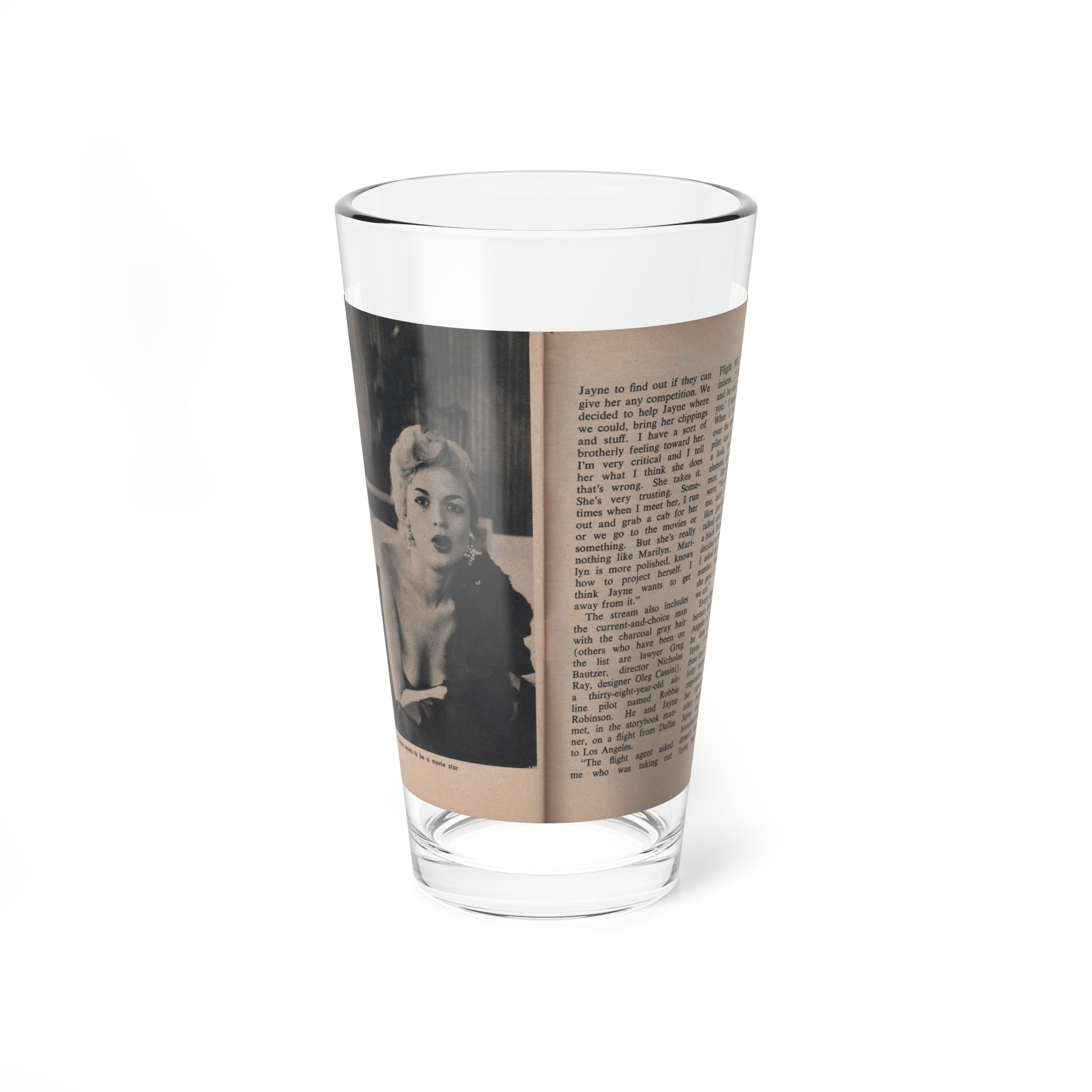 Jayne Mansfield #308 - JAYNE Pocket Magazine Pages 60 & 61 (Vintage Female Icon) Pint Glass 16oz-16oz-Go Mug Yourself