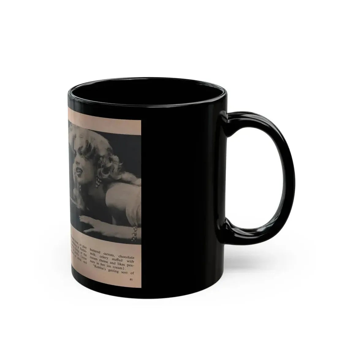 Jayne Mansfield #310 - JAYNE Pocket Magazine Pages 64 & 65 (Vintage Female Icon) Black Coffee Mug - Go Mug Yourself