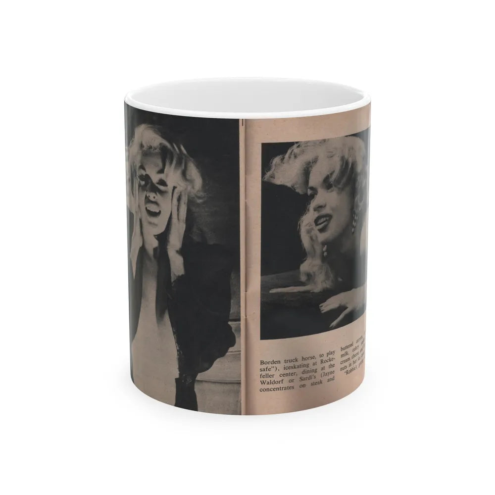 Jayne Mansfield #310 - JAYNE Pocket Magazine Pages 64 & 65 (Vintage Female Icon) White Coffee Mug-11oz-Go Mug Yourself