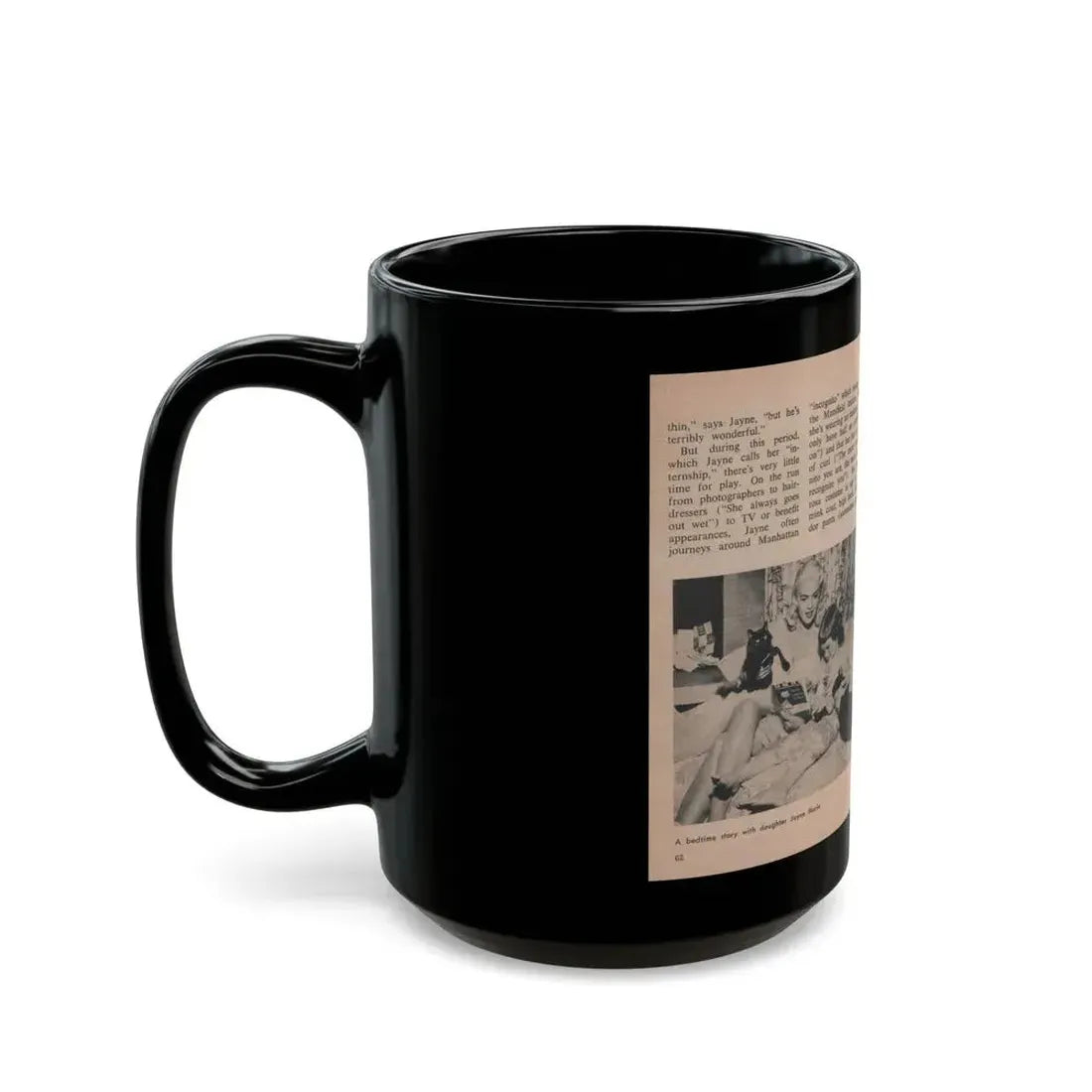 Jayne Mansfield #311 - JAYNE Pocket Magazine Pages 66 & 67 (Vintage Female Icon) Black Coffee Mug - Go Mug Yourself