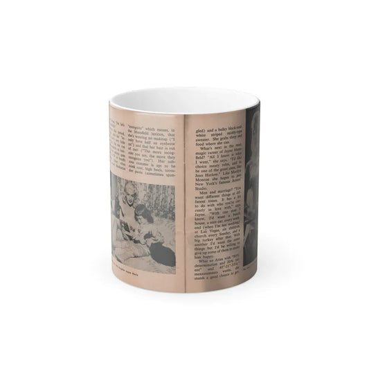Jayne Mansfield #311 - JAYNE Pocket Magazine Pages 66 & 67 (Vintage Female Icon) Color Changing Coffee Mug 11oz - Go Mug Yourself