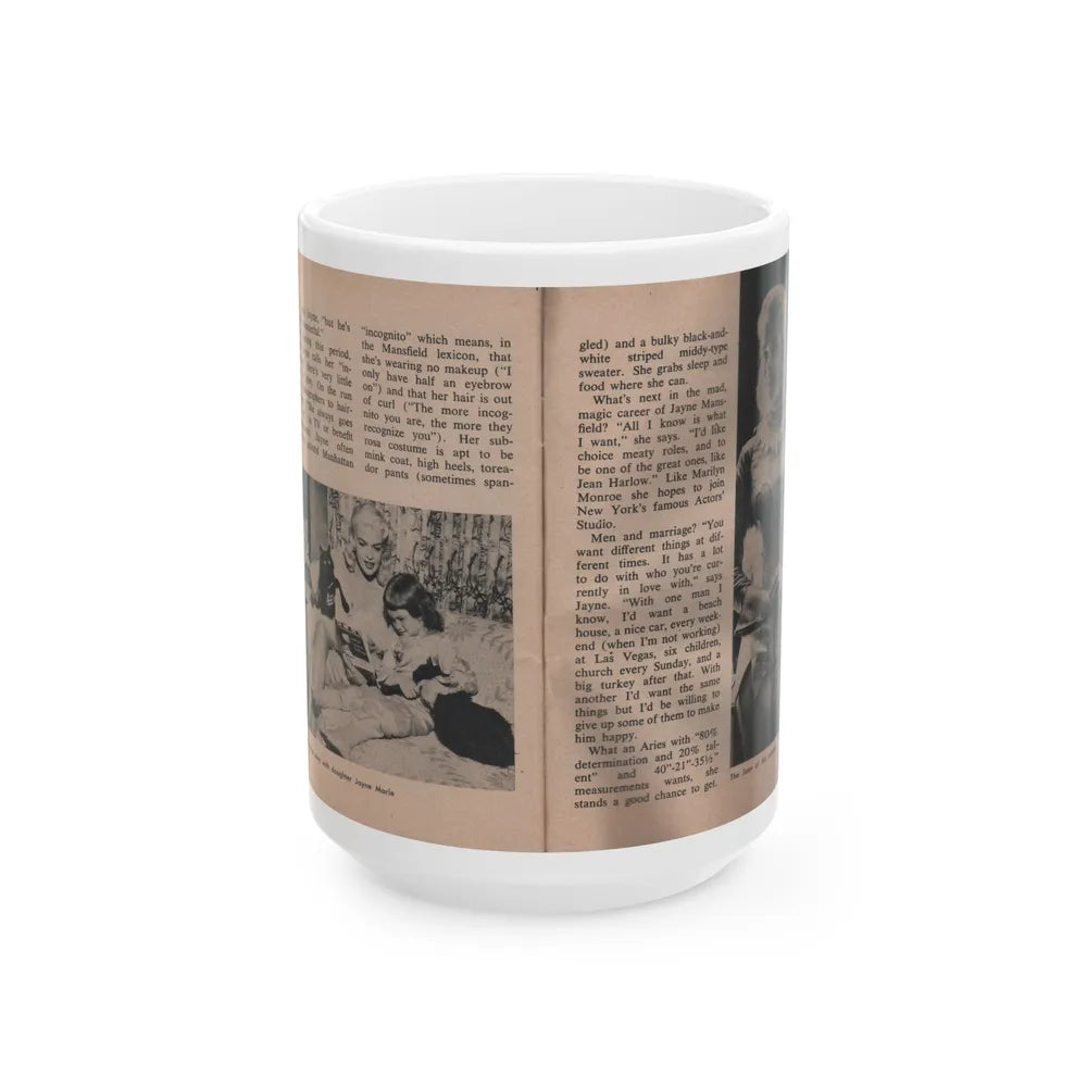 Jayne Mansfield #311 - JAYNE Pocket Magazine Pages 66 & 67 (Vintage Female Icon) White Coffee Mug-15oz-Go Mug Yourself