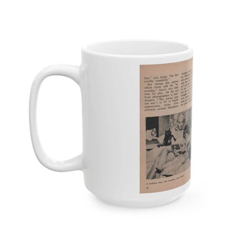 Jayne Mansfield #311 - JAYNE Pocket Magazine Pages 66 & 67 (Vintage Female Icon) White Coffee Mug-Go Mug Yourself