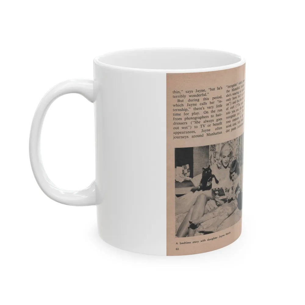 Jayne Mansfield #311 - JAYNE Pocket Magazine Pages 66 & 67 (Vintage Female Icon) White Coffee Mug-Go Mug Yourself