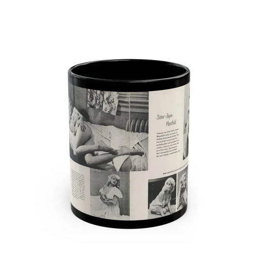 Jayne Mansfield #313 - Pages 1 & 2 of 4 with, 5 B&W Photos, Captions & Article from SCAMP Magazine May '57 (Vintage Female Icon) Black Coffee Mug 11oz - Go Mug Yourself