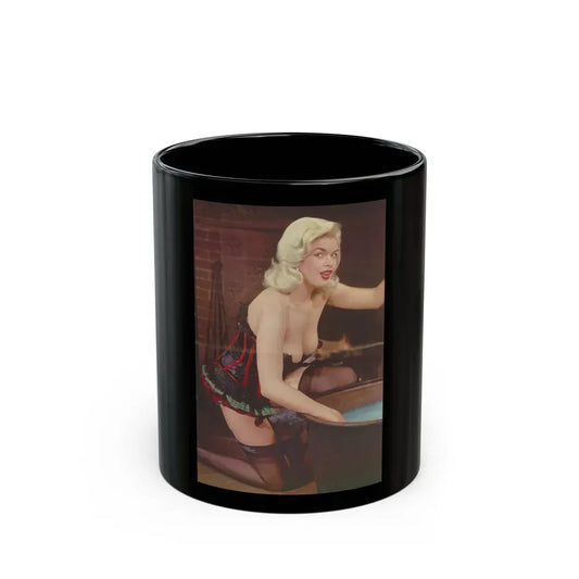 Jayne Mansfield #314 - Pages 3 & 4 of 4 with, Color Centerfold from SCAMP Magazine May '57 (Vintage Female Icon) Black Coffee Mug 11oz - Go Mug Yourself