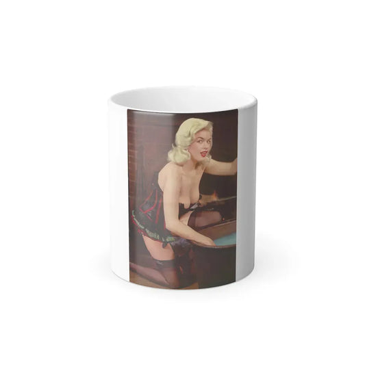 Jayne Mansfield #314 - Pages 3 & 4 of 4 with, Color Centerfold from SCAMP Magazine May '57 (Vintage Female Icon) Color Changing Coffee Mug 11oz - Go Mug Yourself