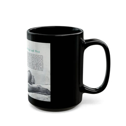 Jayne Mansfield #316 - Pages 40 & 41 Pages 1 & 2 of 6 featuring, Jayne+1 B&W Centerfold & Article from Pageant Digest Mag. June '55 (Vintage Female Icon) Black Coffee Mug - Go Mug Yourself