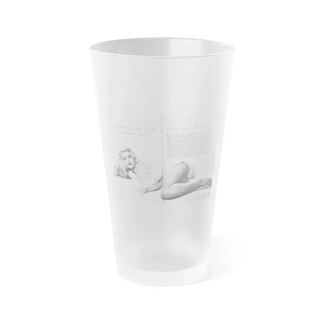 Jayne Mansfield #316 - Pages 40 & 41 Pages 1 & 2 of 6 featuring, Jayne+1 B&W Centerfold & Article from Pageant Digest Mag. June '55 (Vintage Female Icon) Frosted Pint Glass 16oz 16oz Frosted - Go Mug Yourself