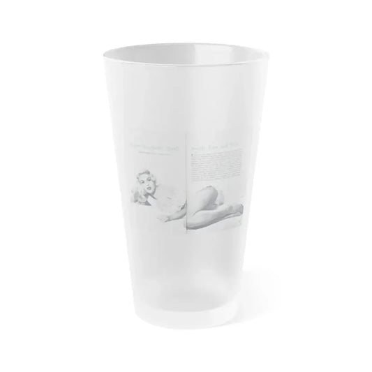 Jayne Mansfield #316 - Pages 40 & 41 Pages 1 & 2 of 6 featuring, Jayne+1 B&W Centerfold & Article from Pageant Digest Mag. June '55 (Vintage Female Icon) Frosted Pint Glass 16oz 16oz Frosted - Go Mug Yourself