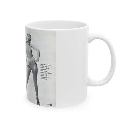 Jayne Mansfield #317 - Pages 42 & 43 Pages 3 & 4 of 6 featuring, Jayne+3 B&W Photos & Caption from Pageant Digest Mag. June '55 (Vintage Female Icon) White Coffee Mug - Go Mug Yourself