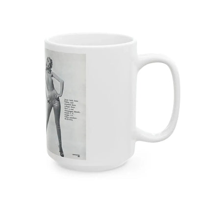 Jayne Mansfield #317 - Pages 42 & 43 Pages 3 & 4 of 6 featuring, Jayne+3 B&W Photos & Caption from Pageant Digest Mag. June '55 (Vintage Female Icon) White Coffee Mug - Go Mug Yourself