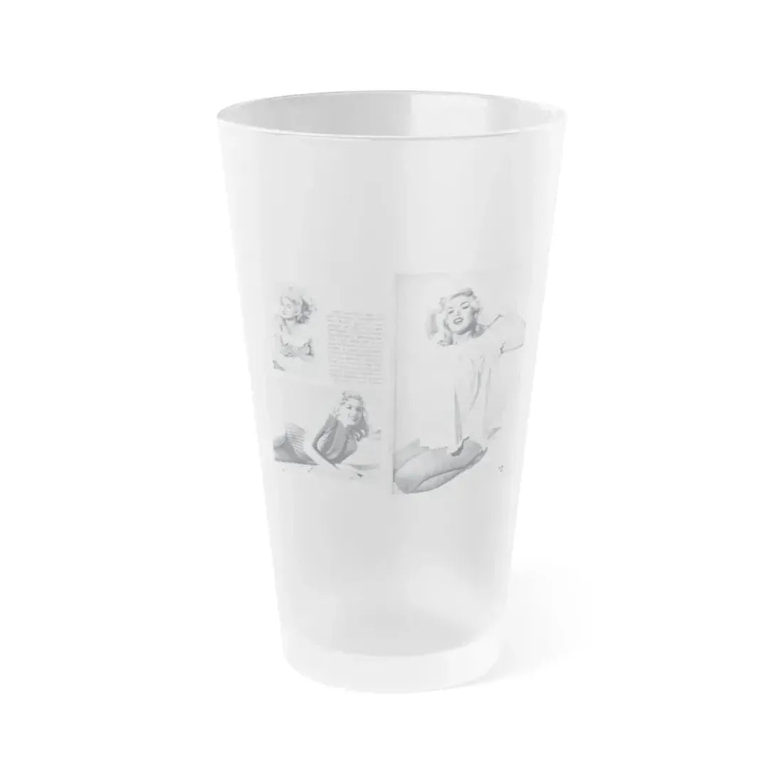 Jayne Mansfield #318 - Pages 43 & 44 Pages 5 & 6 of 6 featuring, Jayne+3 B&W Photos & Caption from Pageant Digest Mag. June '55 (Vintage Female Icon) Frosted Pint Glass 16oz 16oz Frosted - Go Mug Yourself