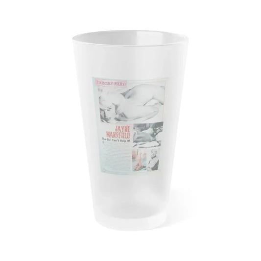 Jayne Mansfield #319 - 1 Page of Jayne with, 4 Pics 3 B&W+1 Color Topless and semi nude & brief article from Celebrity Skin Magazine July '98 (Vintage Female Icon) Frosted Pint Glass 16oz 16oz Frosted - Go Mug Yourself
