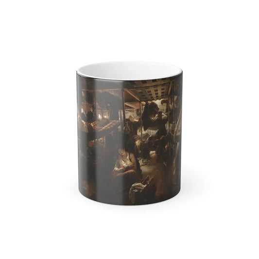 Jean Andre Castaigne (1861-1929) Below Deck, Voyage to America - Oil on Canvas 1913 - Color Changing Mug 11oz 11oz - Go Mug Yourself