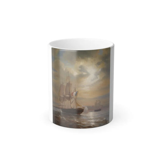 Jean-Antoine Theodore Gudin (1802-1880) Sailing Ships at Dusk - Color Changing Mug 11oz 11oz - Go Mug Yourself