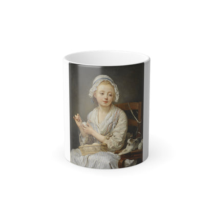 Jean-Baptiste Greuze (1725-1805) The Wool Winder - Oil on Canvas c1759 - Color Changing Mug 11oz-11oz-Go Mug Yourself