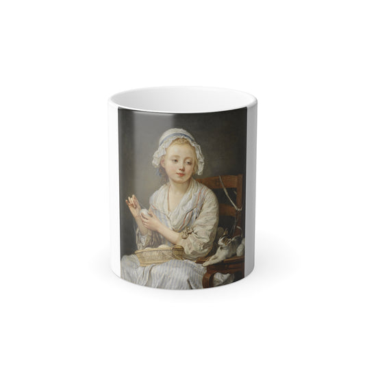 Jean-Baptiste Greuze (1725-1805) The Wool Winder - Oil on Canvas c1759 - Color Changing Mug 11oz-11oz-Go Mug Yourself