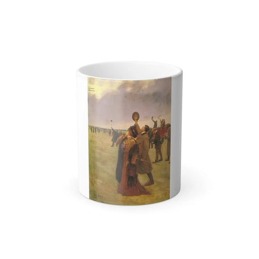 Jean Beraud (1849-1936) Envole d'un Biplan Type Wright - Oil on board - Color Changing Mug 11oz 11oz - Go Mug Yourself
