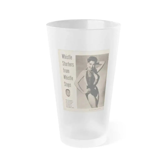 Jeanne Carmen #103 - 1 Page, 1 B&W Photo & Caption from Earl Wilson's Showgirls '56 (Vintage Female Icon) Frosted Pint Glass 16oz 16oz Frosted - Go Mug Yourself