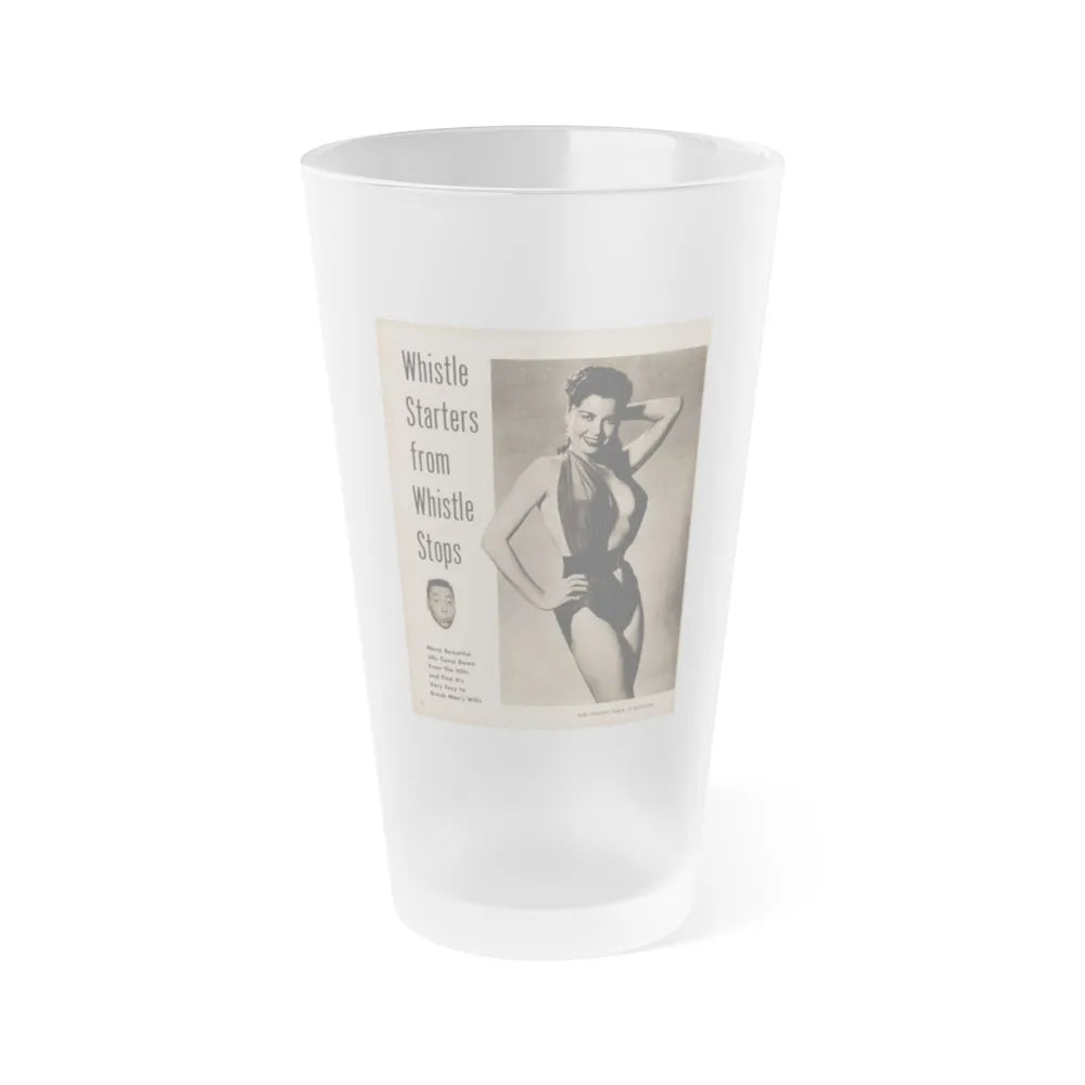 Jeanne Carmen #103 - 1 Page, 1 B&W Photo & Caption from Earl Wilson's Showgirls '56 (Vintage Female Icon) Frosted Pint Glass 16oz-16oz-Frosted-Go Mug Yourself