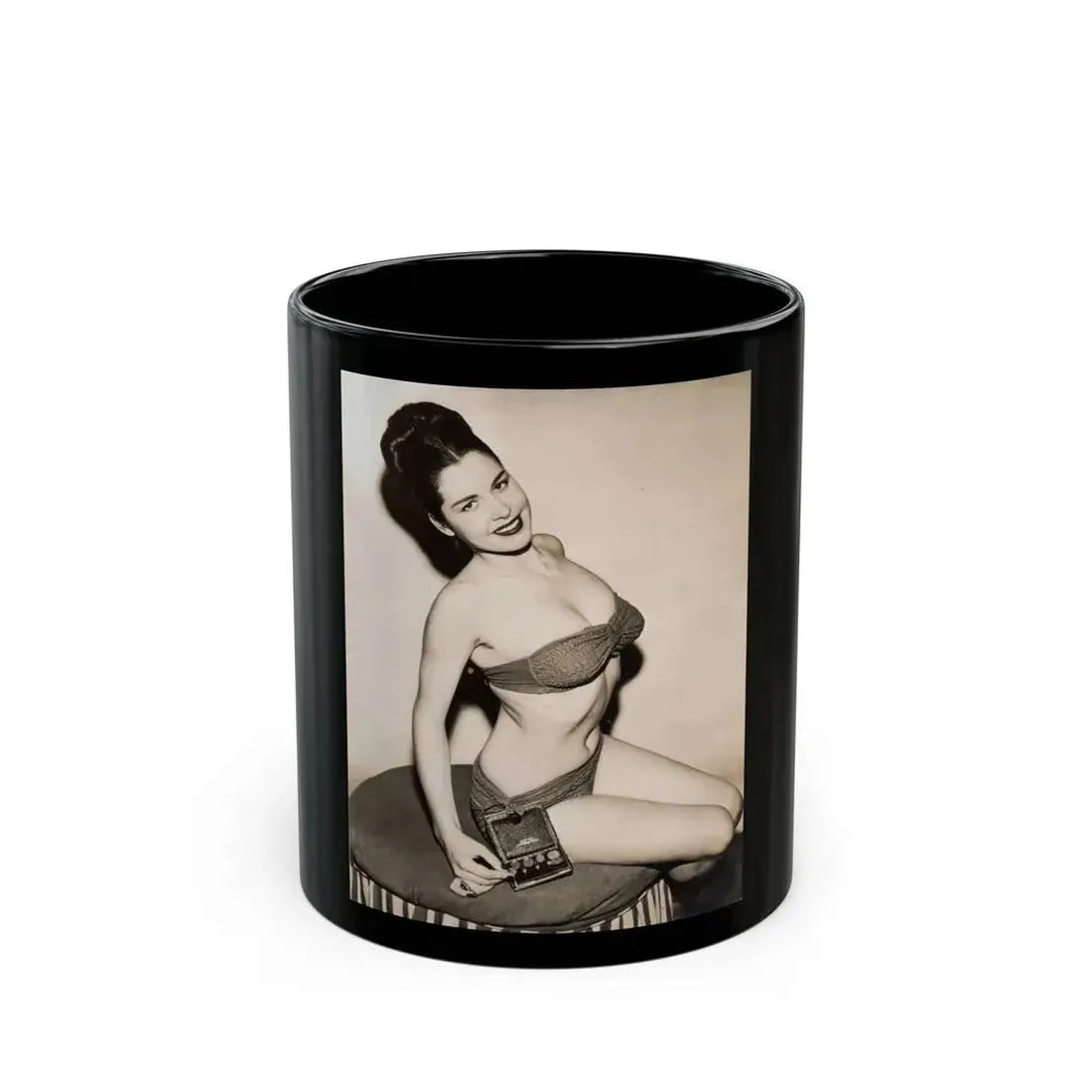 Jeanne Carmen #110 (Vintage Female Icon) Black Coffee Mug 11oz - Go Mug Yourself