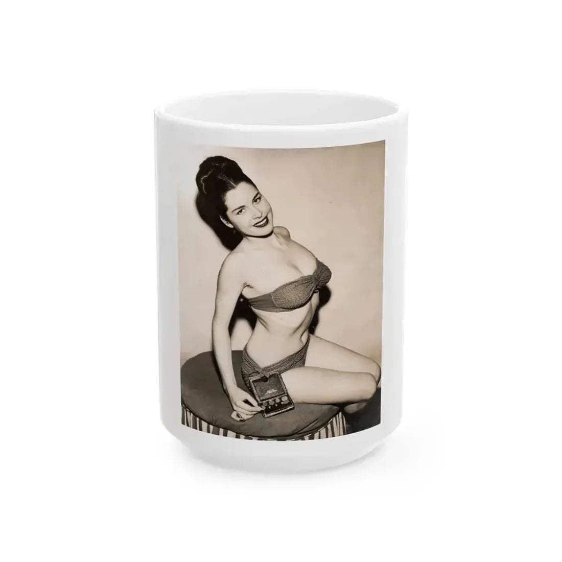 Jeanne Carmen #110 (Vintage Female Icon) White Coffee Mug 15oz - Go Mug Yourself