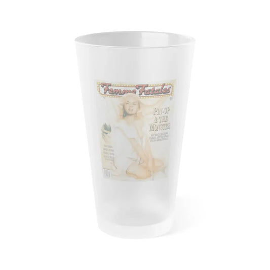 Jeanne Carmen #114 - Jeanne Carmen on Cover in Color Art Drawing & insid spread of Femme Fatales Mag. Oct. '95 (Vintage Female Icon) Frosted Pint Glass 16oz 16oz Frosted - Go Mug Yourself