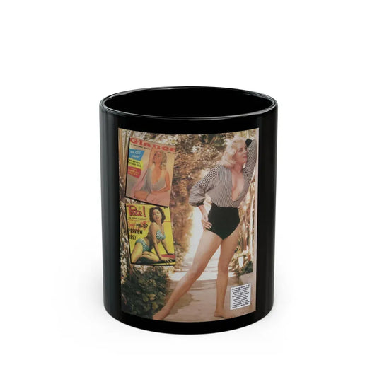 Jeanne Carmen #115 - Pages 1 of 14 with, Color Photo & Color Mag. Covers from Femme Fatales Mag. Oct. '95 (Vintage Female Icon) Black Coffee Mug 11oz - Go Mug Yourself