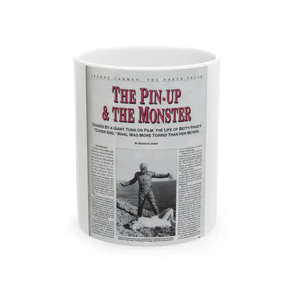 Jeanne Carmen #116 - Pages 2 of 14 with, 1 B&W Movie Still & Article from Femme Fatales Mag. Oct. '95 (Vintage Female Icon) White Coffee Mug 11oz - Go Mug Yourself