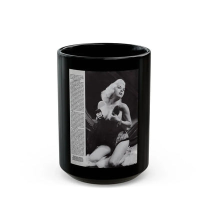 Jeanne Carmen #118 - Pages 4 of 14 with, 1 Large B&W Photo & Article from Femme Fatales Mag. Oct. '95 (Vintage Female Icon) Black Coffee Mug 15oz - Go Mug Yourself
