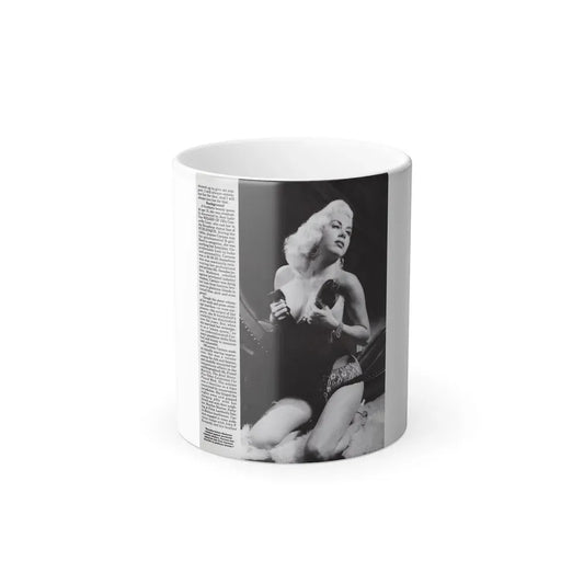 Jeanne Carmen #118 - Pages 4 of 14 with, 1 Large B&W Photo & Article from Femme Fatales Mag. Oct. '95 (Vintage Female Icon) Color Changing Coffee Mug 11oz - Go Mug Yourself