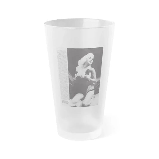Jeanne Carmen #118 - Pages 4 of 14 with, 1 Large B&W Photo & Article from Femme Fatales Mag. Oct. '95 (Vintage Female Icon) Frosted Pint Glass 16oz 16oz Frosted - Go Mug Yourself