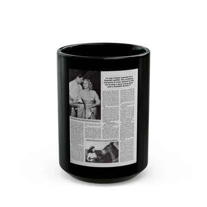 Jeanne Carmen #119 - Pages 5 of 14 with, 2 B&W Movie Off-Camerea Stills Photos, Captions & Article from Femme Fatales Mag. Oct. '95 (Vintage Female Icon) Black Coffee Mug 15oz - Go Mug Yourself