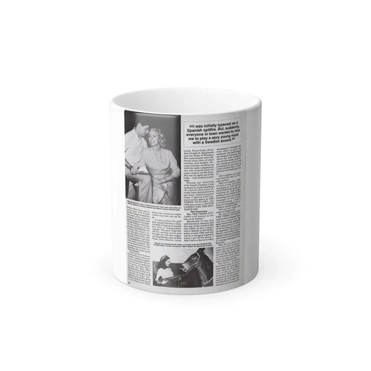 Jeanne Carmen #119 - Pages 5 of 14 with, 2 B&W Movie Off-Camerea Stills Photos, Captions & Article from Femme Fatales Mag. Oct. '95 (Vintage Female Icon) Color Changing Coffee Mug 11oz - Go Mug Yourself