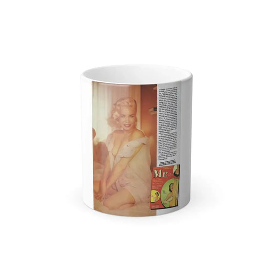 Jeanne Carmen #123 - Pages 9 of 14 with, 1 Large Color Photo as blonde, 1 Small Mag. Cover & Article from Magazine Cover (Vintage Female Icon) Color Changing Coffee Mug 11oz - Go Mug Yourself