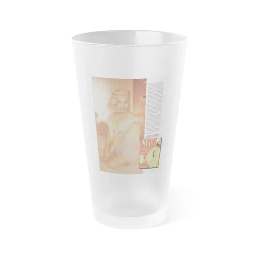Jeanne Carmen #123 - Pages 9 of 14 with, 1 Large Color Photo as blonde, 1 Small Mag. Cover & Article from Magazine Cover (Vintage Female Icon) Frosted Pint Glass 16oz 16oz Frosted - Go Mug Yourself