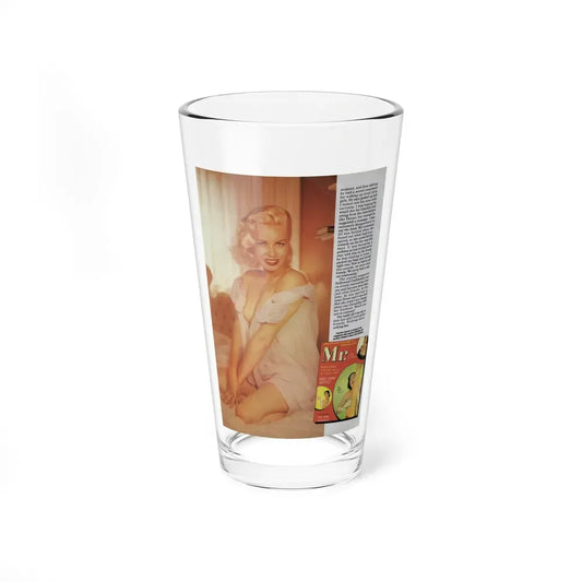 Jeanne Carmen #123 - Pages 9 of 14 with, 1 Large Color Photo as blonde, 1 Small Mag. Cover & Article from Magazine Cover (Vintage Female Icon) Pint Glass 16oz 16oz - Go Mug Yourself