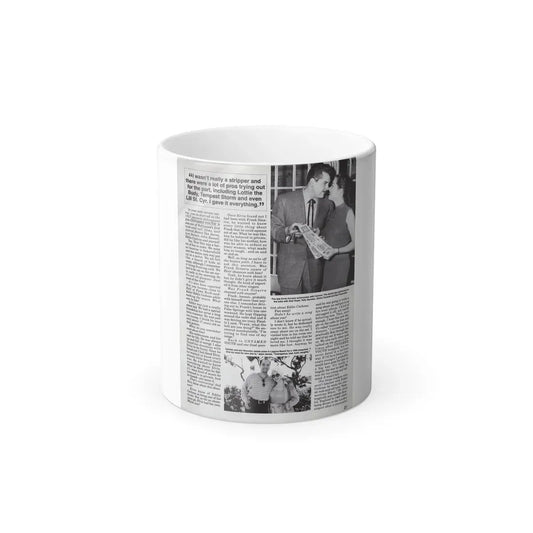 Jeanne Carmen #124 - Pages 10 of 14 with, 2 B&W Moie Stills & Article from Femme Fatales Mag. Oct. '95 (Vintage Female Icon) Color Changing Coffee Mug 11oz - Go Mug Yourself
